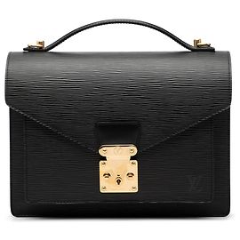 Borsa Satchel Louis Vuitton Epi Monceau 28 Nera