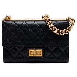 Borsa a tracolla Chanel Mini Quilted Goatskin Reissue 2.55 Rita Flap Nera