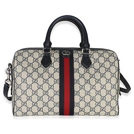 Sac Boston Ophidia Moyen Gucci Beige Blue GG Supreme Monogram Web