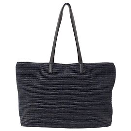 Saint Laurent Raffia-Tote-Bag in Schwarz