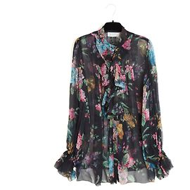 Zimmermann Transparente Seidenbluse FR40 S2 Shabby Black Muslin Blouse UK12 US8