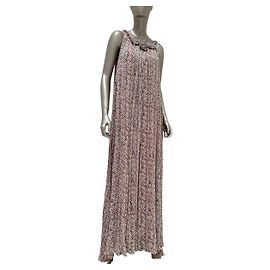 Vestido Maxi Chanel 2010 em seda com estampa artística Sz.36 seminovo