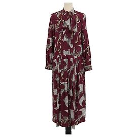 Robe maxi Zolfo Weekend Max Mara en soie bordeaux avec imprimé d'oiseaux