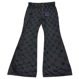 Pantalones acampanados Louis Vuitton en denim negro Monogram y red
