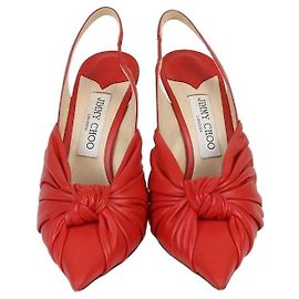 Jimmy Choo Knot Slingback Pumps aus rotem Leder mit spitzer Kappe