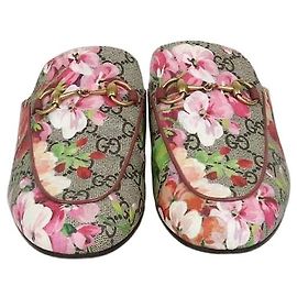 Mules Gucci Multicolor GG Supreme Canvas Blooms Princetown Horsebit
