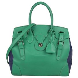 Borsa Ricky 33 in pelle Verde/Blu Ralph Lauren