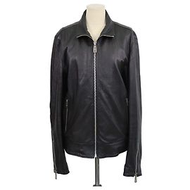 Giacca Dolce & Gabbana in pelle nera con tasche zip