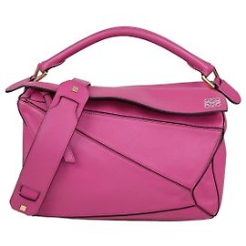 Borsa Puzzle Medium in pelle fucsia Loewe