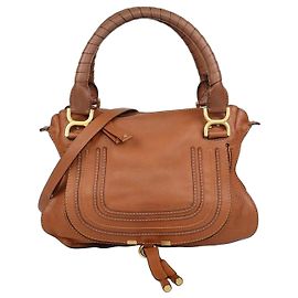 Chloé Sac à épaule Chloe Marcie Medium en cuir marron