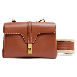 Celine Tasche 16 Soft Teen Slimane Tan Soft Leather Shearling Strap Bag Céline