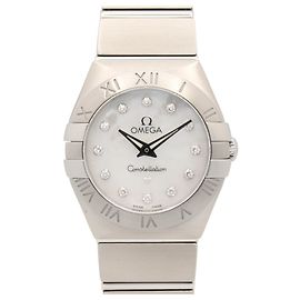 Relógio de pulso Omega Constellation feminino com 12 diamantes