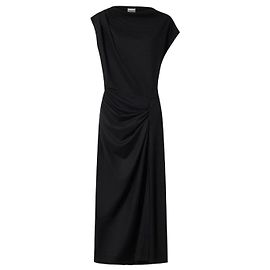 Isabel Marant Etoile Naerys langes Kleid aus schwarzem Jersey mit gerafften Details