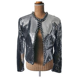 Paco Rabanne Silberne Pailletten-Kurzjacke
