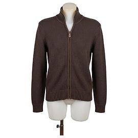 Ralph Lauren braune Baumwoll-Strickjacke mit Reißverschluss