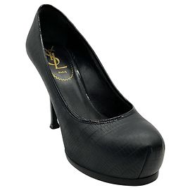 Décolleté platform Tribtoo in pelle goffrata nera Saint Laurent