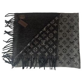 Écharpe Louis Vuitton Monogram Gradient en Laine et Cachemire Gris