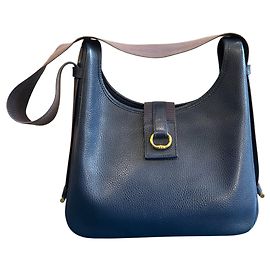 Sac à épaule Hermès Evelyne en cuir bleu nuit