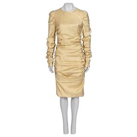 Vestido Ajustado Drapeado Dorado Dolce & Gabbana - IT 46 / XL de segunda mano