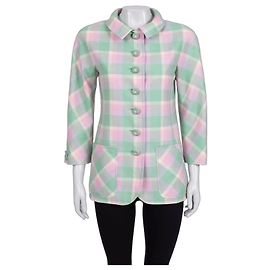 Autre Marque Abrigo corto a cuadros verde Valentino Boutique US 6 / M de segunda mano