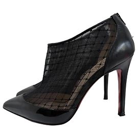 Christian Louboutin Filette 100 Patent Mesh Booties Black 36