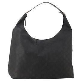GUCCI GG Canvas Shoulder Bag Nylon Black Silver 012 0384 8