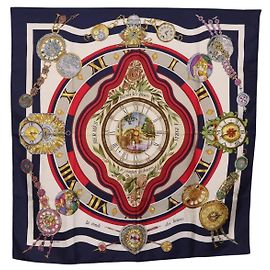 Hermès HERMES Carre 90 Pañuelo Parmi Les Fleursje Compte Seda Navy