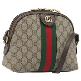 GUCCI GG Supreme Ophidia Sherry Line Bag PVC Beige Gold 499621