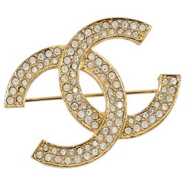 CHANEL COCO Mark Brooch metal Gold Tone CC