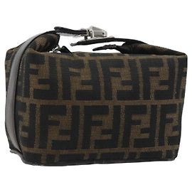 FENDI Zucca Canvas Pouch Black Brown