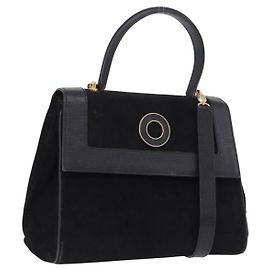 Céline CELINE Hand Bag Suede Leather 2way Black Gold