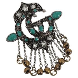 GUCCI GG Marmont Turquoise Brooch metal Silver
