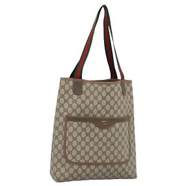 GUCCI GG Supreme Web Sherry Line Tote Bag PVC Beige 39 02 003