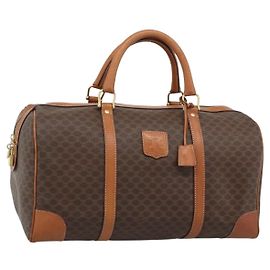 Céline CELINE Macadam Boston Bag PVC Leather Brown Gold Tone