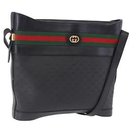 GUCCI Micro GG Supreme Web Sherry Line Bag PVC Black 001 110 0968