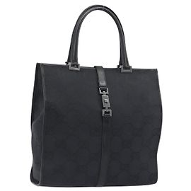 GUCCI Sac Tote en toile GG Noir Argent 002 1064 3444