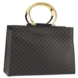 Céline CELINE Macadam Canvas Handtasche PVC Leder Schwarz Gold