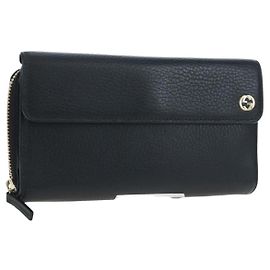 GUCCI Interlocking Rundes Langportemonnaie Leder Outlet Schwarz 449397