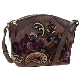 ETRO Paisley Patchwork Shoulder Bag PVC Leather Brown Bordeaux