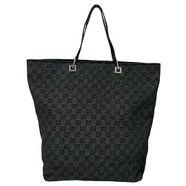 Gucci GG Logo Pattern Canvas Leder Tote Bag