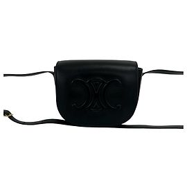 Céline CELINE Folco Cuir Triomphe Logo Leather Mini Shoulder Bag