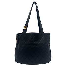 Borsa Tote Chanel Vintage Matelassé Coco Mark in pelle di agnello