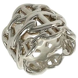 Hermès Hermes Enchainée GM Silver Band Ring
