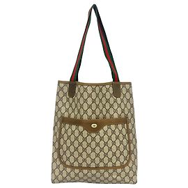 Borsa Tote in pelle GUCCI Vintage GG Logo Sherry Line
