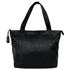Borsa Tote CHANEL Vintage Coco Mark in pelle caviar