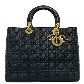 Christian Dior Lady Cannage Stitch Leather Handbag