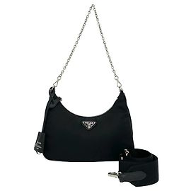 Borsa a tracolla Prada in nylon Tessuto Pocono con logo triangolare in metallo