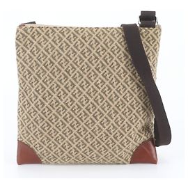 Fendi Zucchino Schultertasche aus Leder und Canvas