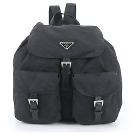 Mochila Prada de nylon Tessuto con logotipo triangular de cuero