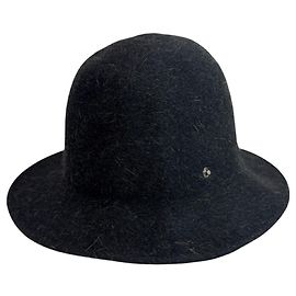 Cappello Hermès Nero in Feltro e Pelle